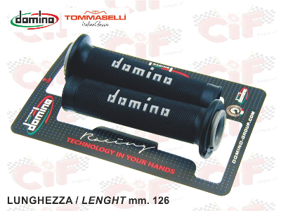 Coppia manopole Domino nere e grigie universali per Scooter Moto Vespa Ciclomotori 22/24mm