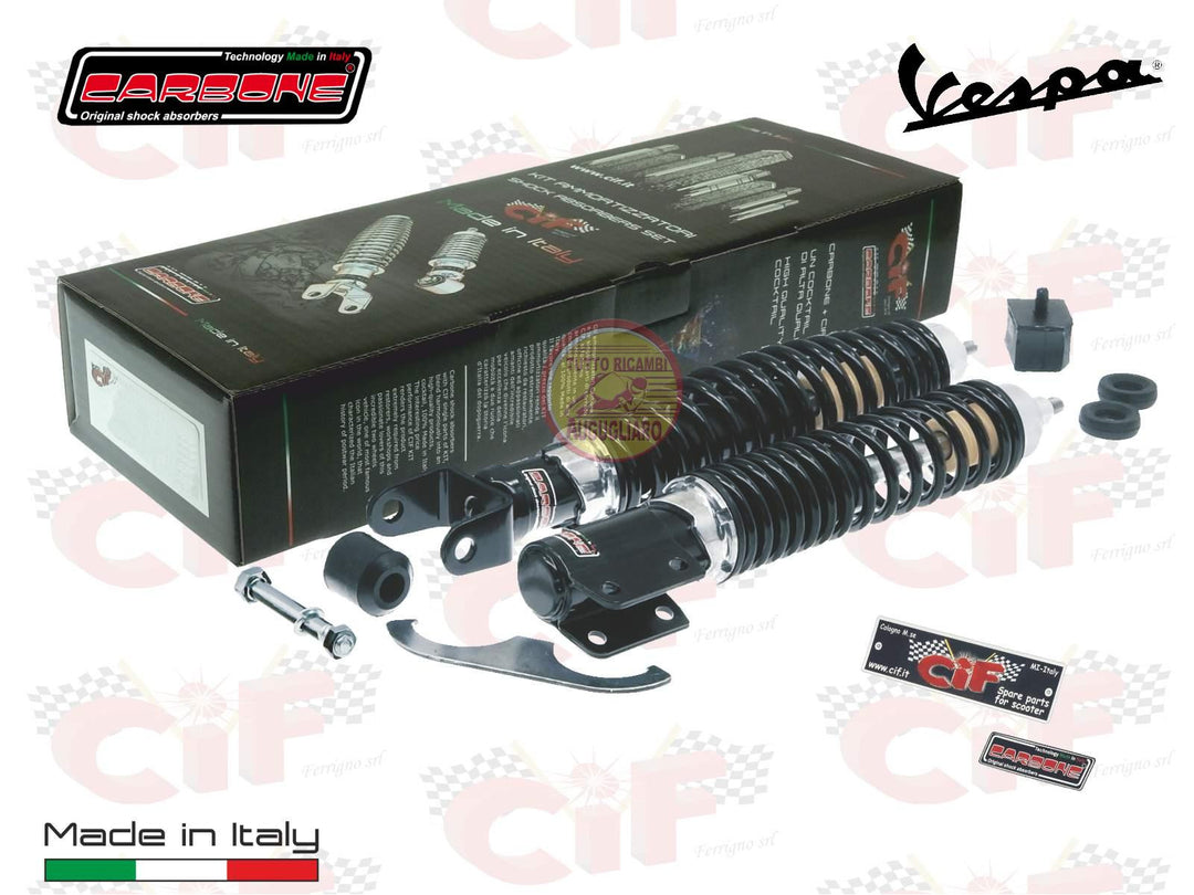 Kit ammortizzatori neri regolabili Carbone Vespa PE PX ARCOBALENO 125 150 200