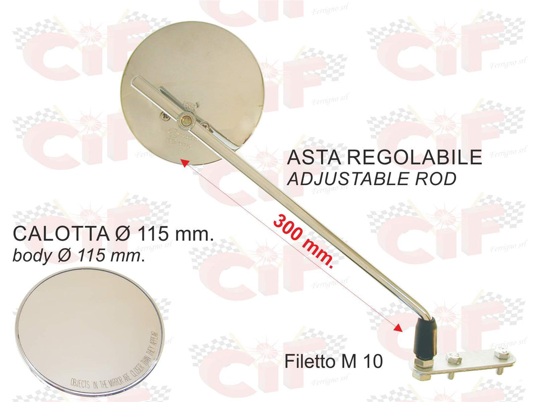 Specchio retrovisore cromato regolabile universale destro/sinistro Vespa