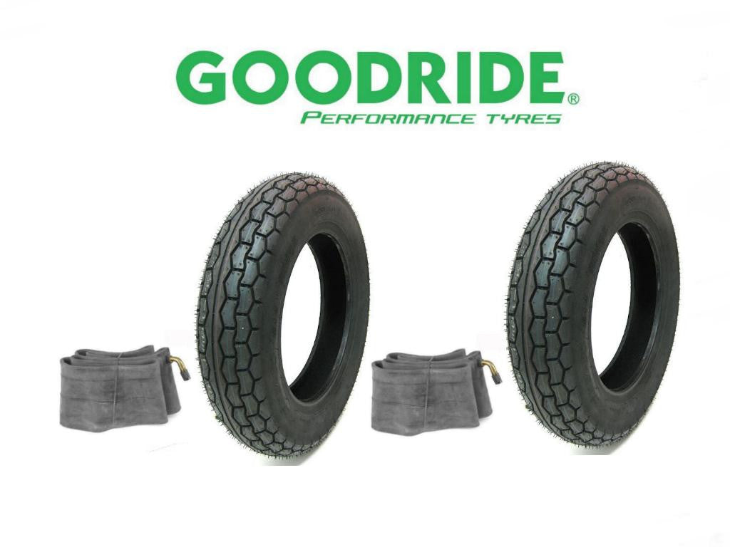 Coppia pneumatici Goodride 3.50-10 con camere d'aria Vespa PX LML T5