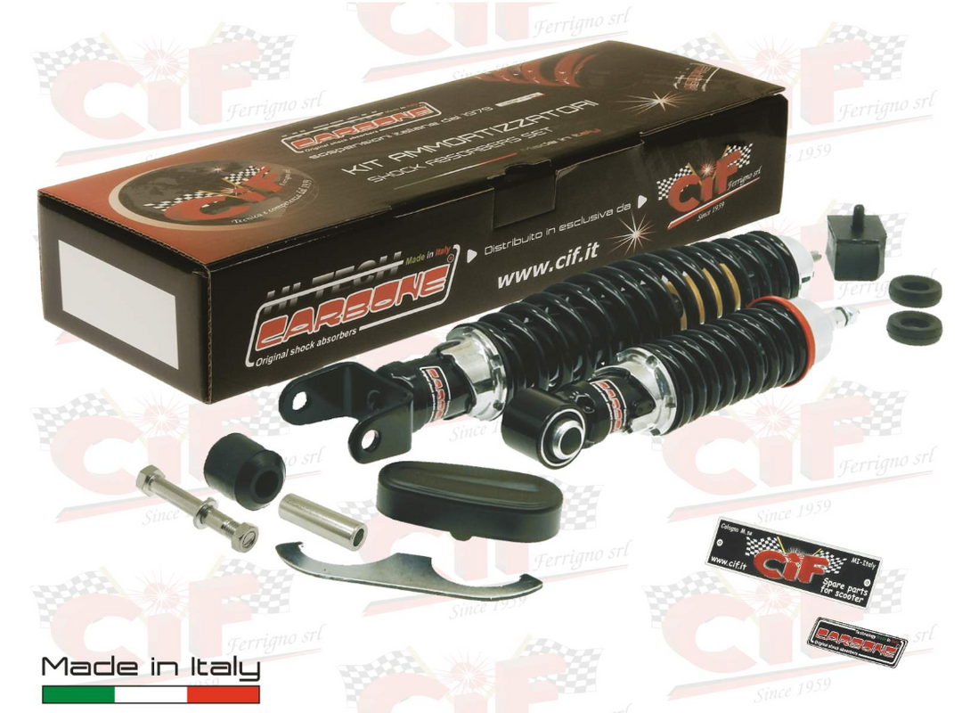 Kit ammortizzatori Carbone neri regolabili Vespa 50 Special L N R 125 ET3