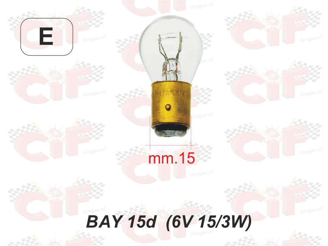 Lampada biluce 6 Volt 15/3Watt