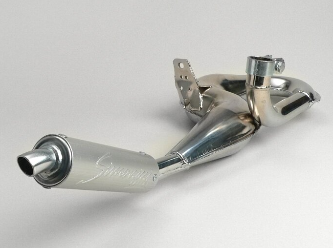 Marmitta espansione Simonini cromata per Vespa LML PX PE ARCOBALENO MILLENIUM 125 150