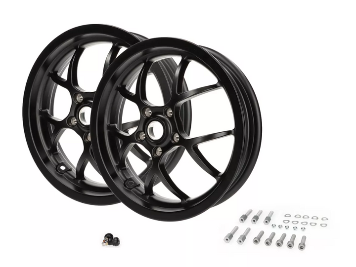Kit cerchi anteriore + posteriore BGM 13 pollici neri opachi Vespa GTS 125 250 300 310cc