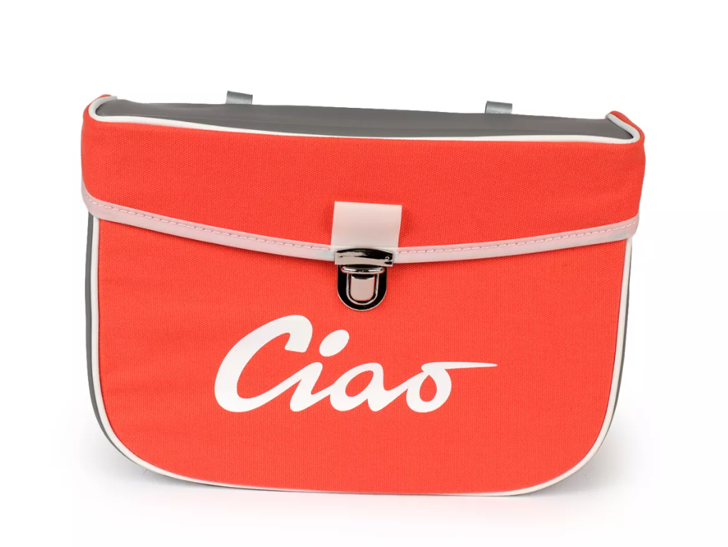 Borsa laterale arancione e grigia per Ciclomotori Piaggio Ciao 50 tutti i modelli fino al 1995