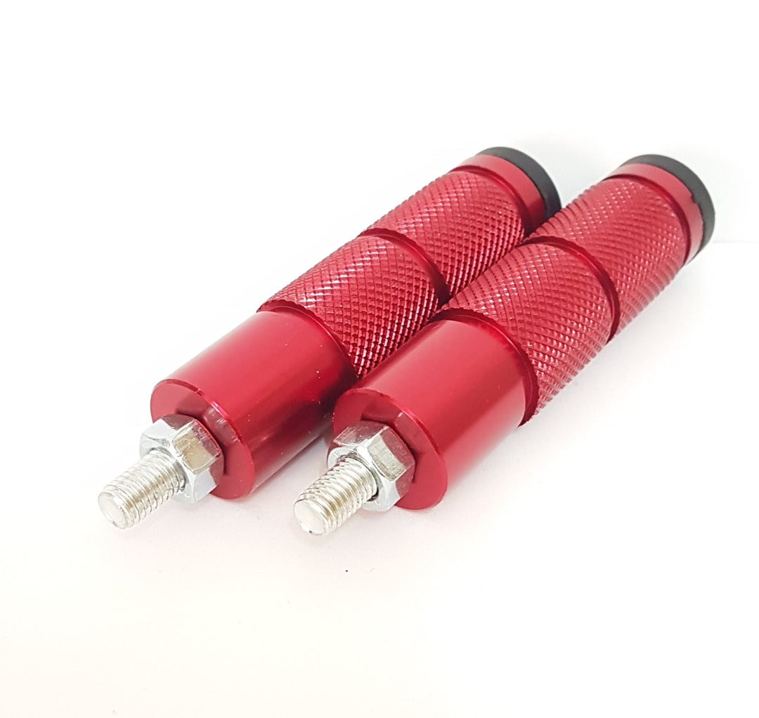 Coppia pedalini rossi anodizzati con perno da 8mm universale per Scooter e Ciclomotori