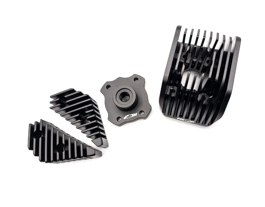 Testa testata nera MC PROPARTS scompobile per cilindro Malossi BIG DEPS 4 Piaggio Ciao SI Bravo