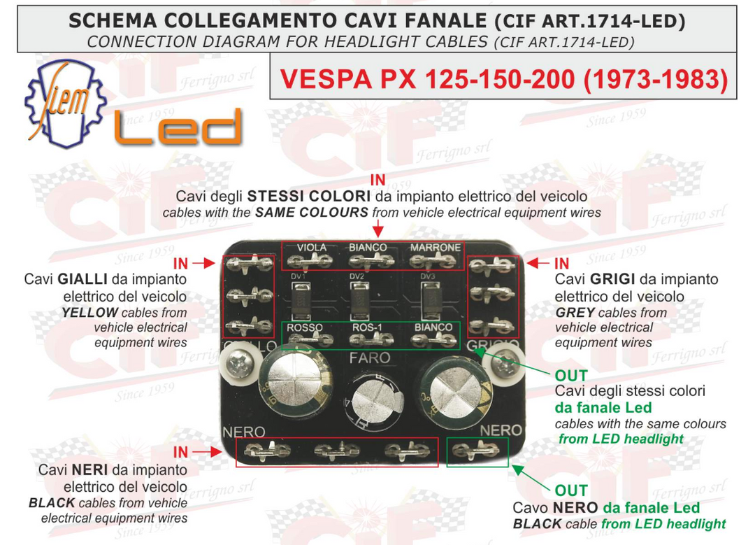 Faro fanale anteriore Siem a Led Vespa PE PX 125 150 200 1977-1983