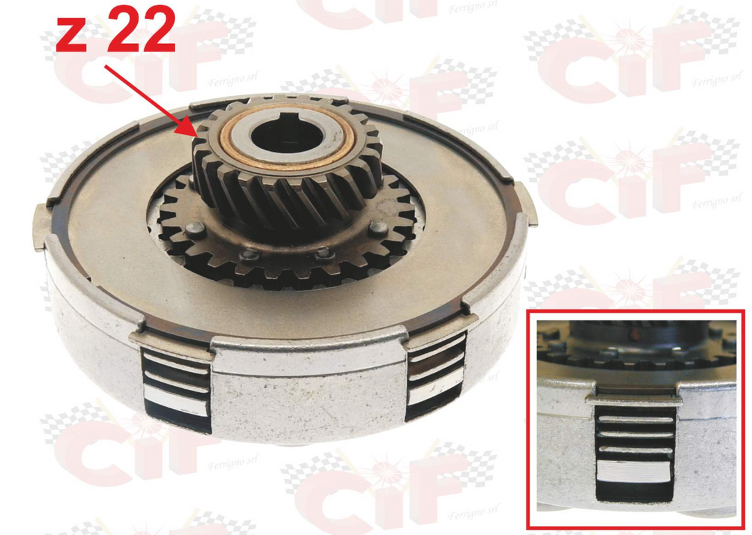 Gruppo frizione 4 dischi z22 denti Piaggio Vespa PX 125 150 prima serie