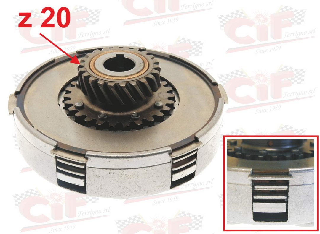 Gruppo frizione 3 dischi z20 denti Piaggio Vespa PX 80 125