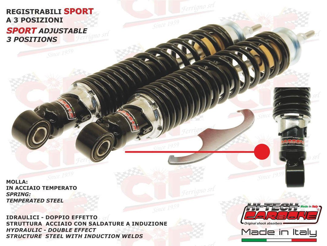 Coppia ammortizzatori posteriori neri Carbone Vespa GTS 125 200 250 300 tutti i modelli