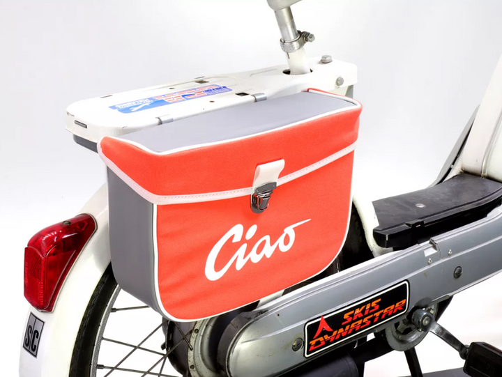 Borsa laterale arancione e grigia per Ciclomotori Piaggio Ciao 50 tutti i modelli fino al 1995