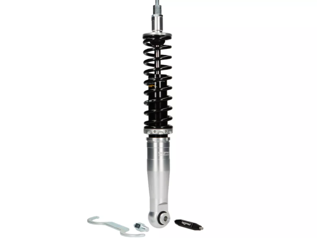 Ammortizzatore posteriore nero/argento BGM PRO SC/R1 SPORT 385mm Vespa VM1 VM2 VN1 VN2 VB1 VL1 VL2 VL3 GS150