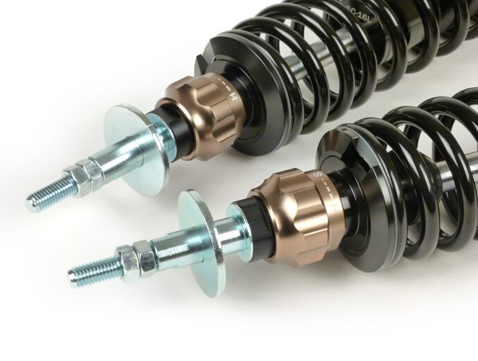Kit ammortizzatori posteriori neri BGM PRO SC R12 regolabili Vespa GTS 125 250 300 2003-2024