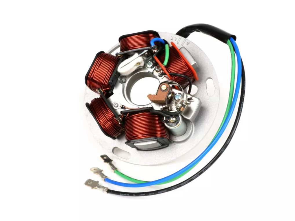 Statore a puntine e condensatore BGM per Vespa PE PX 125 150 200 prime serie 3 fili