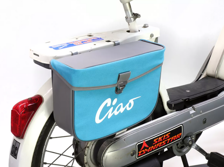 Borsa laterale turchese e grigia per Ciclomotori Piaggio Ciao 50 tutti i modelli fino al 1995