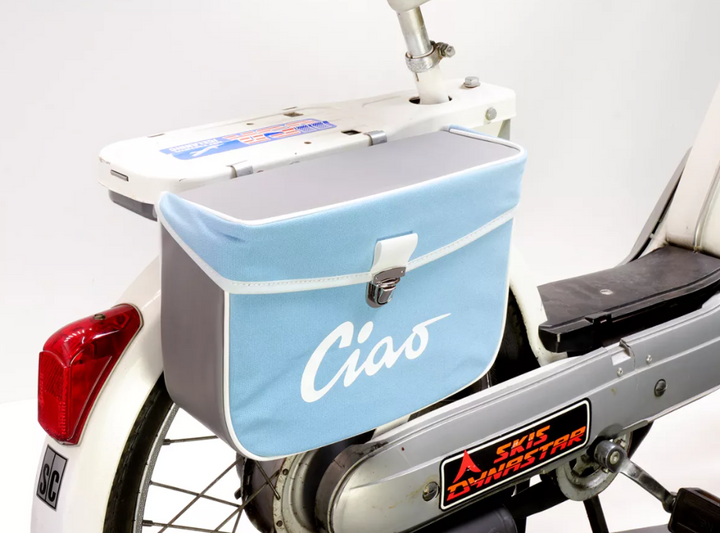 Borsa laterale azzurra e grigia per Ciclomotori Piaggio Ciao 50 tutti i modelli fino al 1995