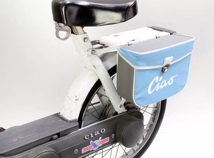 Borsa laterale azzurra e grigia per Ciclomotori Piaggio Ciao 50 tutti i modelli fino al 1995