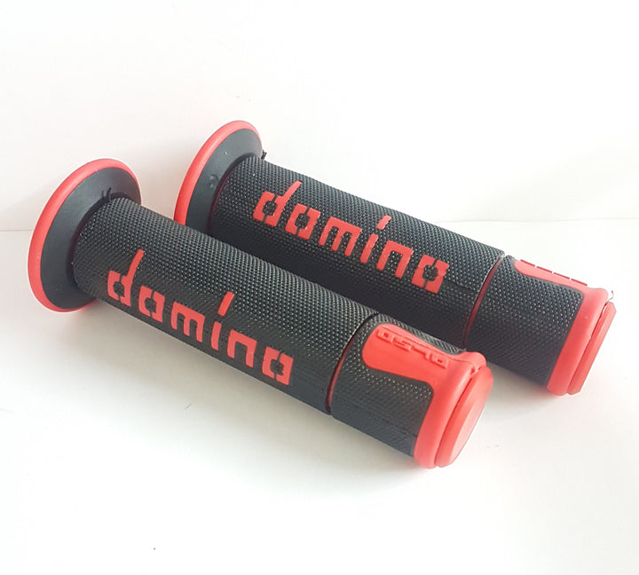 Coppia manopole domino rosse e nere 22/24mm universali Ciclomotori Piaggio Ciao SI Bravo