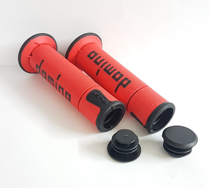 Coppia manopole domino rosse 22/24mm universali Ciclomotori Piaggio Ciao SI Bravo