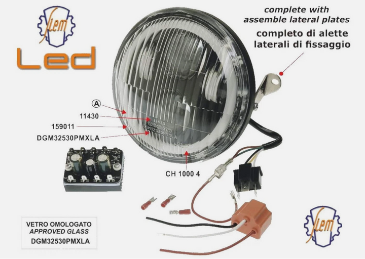Faro fanale anteriore Siem a Led Vespa PE PX 125 150 200 1977-1983