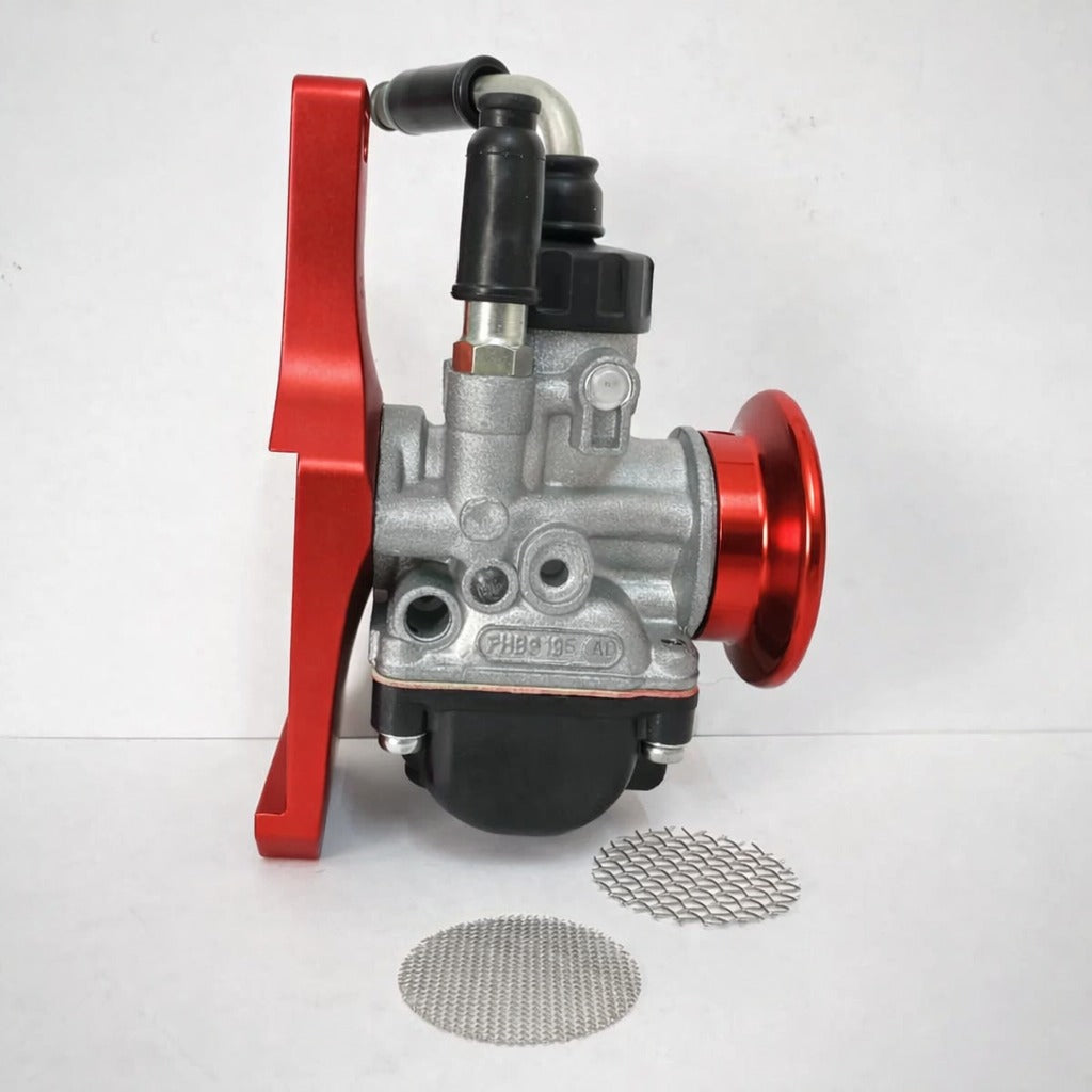 Kit carburatore Dellorto PHBG 19 AD + filtro + collettore MC PROPARTS rosso Piaggio Ciao Si Bravo con carter Malossi