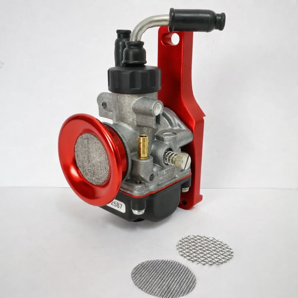 Kit carburatore Dellorto PHBG 19 AD + filtro + collettore MC PROPARTS rosso Piaggio Ciao Si Bravo con carter Malossi