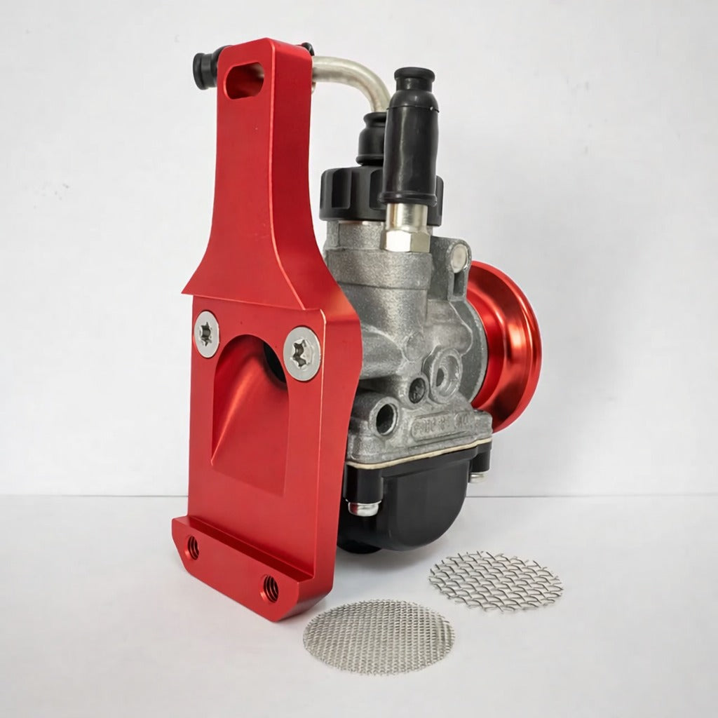 Kit carburatore Dellorto PHBG 19 AD + filtro + collettore MC PROPARTS rosso Piaggio Ciao Si Bravo con carter Malossi