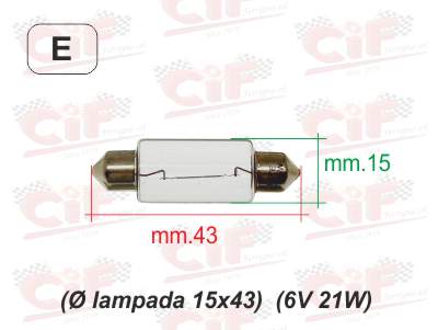 Lampada siluro 6 Volt 21 Watt faro anteriore Piaggio Ciao Si Bravo Vespa 50