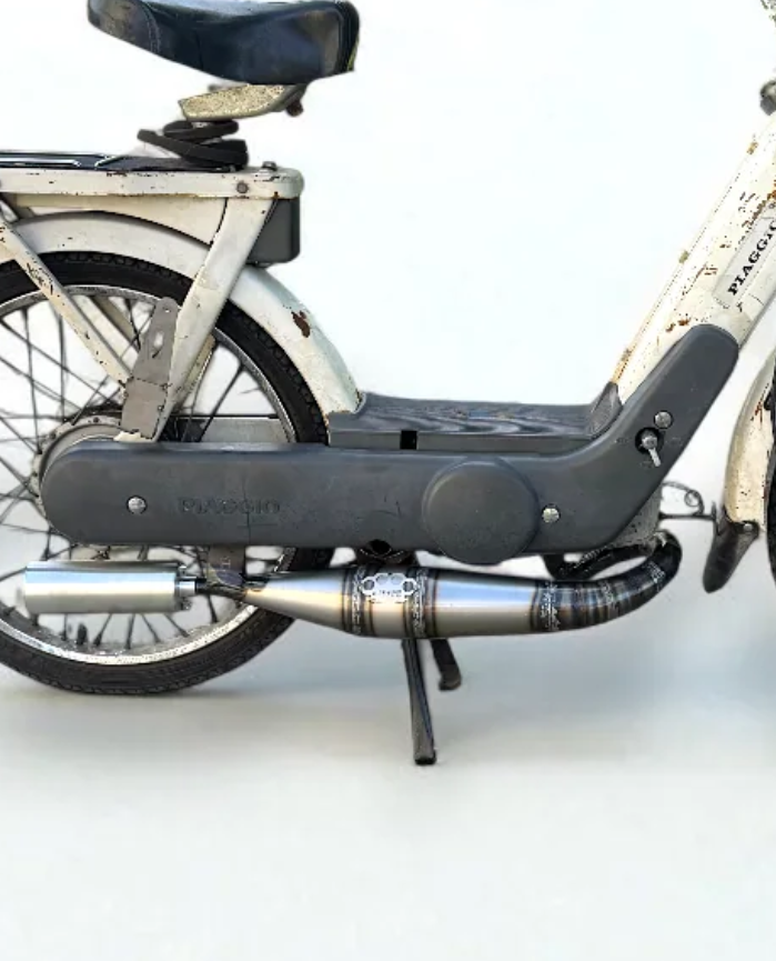 Marmitta scarico espansione DBR GP22 Piaggio Ciao 50 silenziatore in alluminio da 150mm e scarico da 22