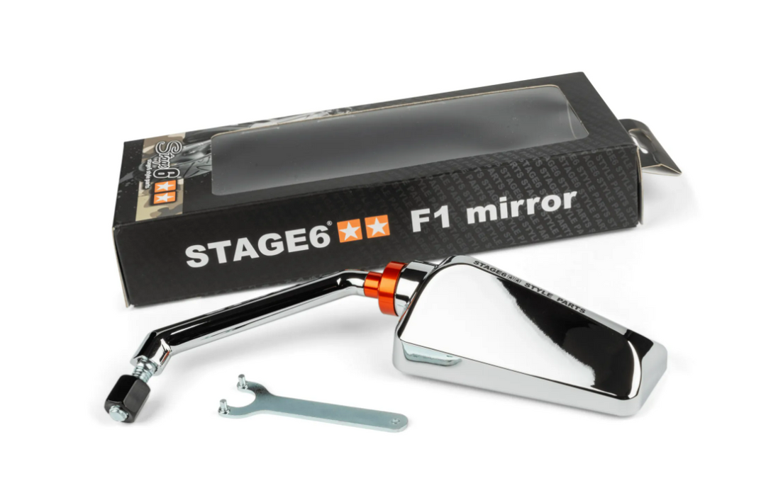Specchio retrovisore sinistro Stage 6 cromato attacco M8 Scooter Moto Ciclomotori