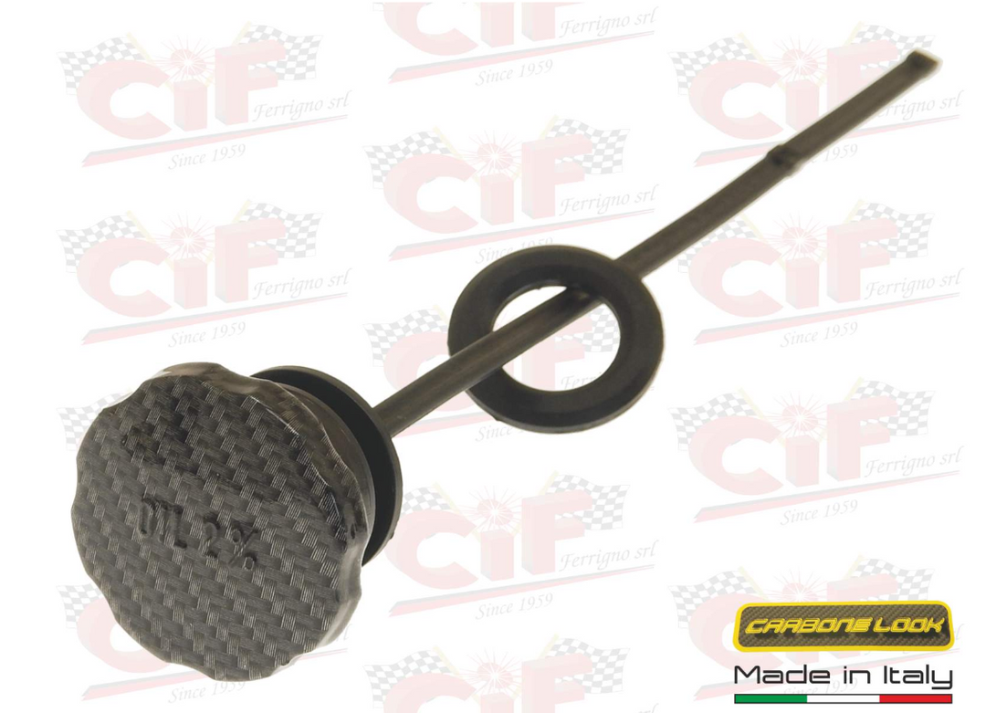 Tappo serbatoio carbon look con asta per ciclomotori Piaggio Ciao Bravo