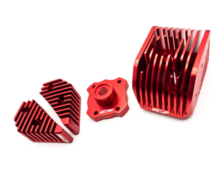 Testa testata rossa MC PROPARTS scompobile per cilindro Malossi BIG DEPS 4 Piaggio Ciao SI Bravo