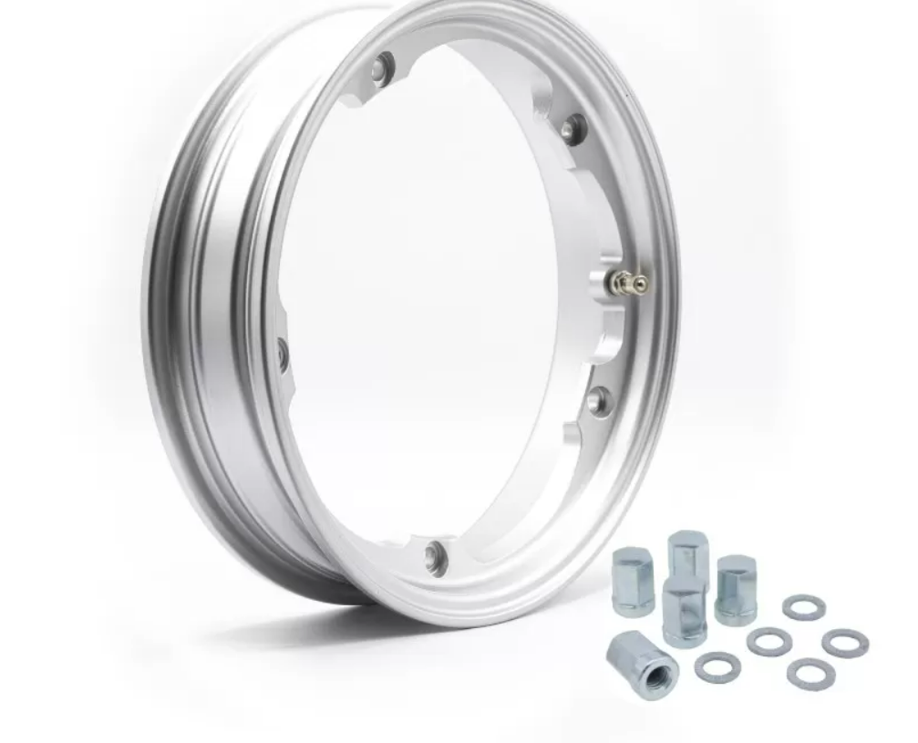 Cerchio tubeless argento verniciato VMC 2.10x10 Vespa 50 Special PK ET3 PK