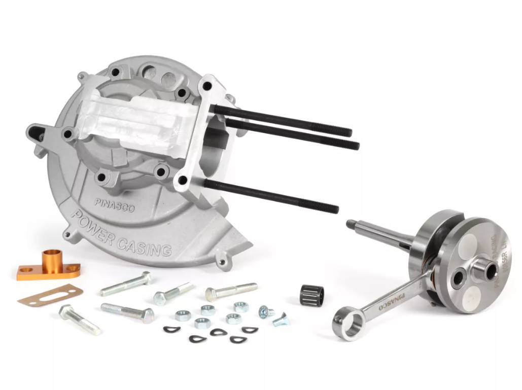 Kit carter motore elettronico 3 prigionieri + albero Pinasco 46x43 Piaggio Ciao SI Bravo spinotto 12