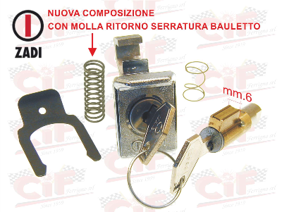 Kit serratura bauletto + bloccasterzo con guida da 6mm Vespa PX ET3 50