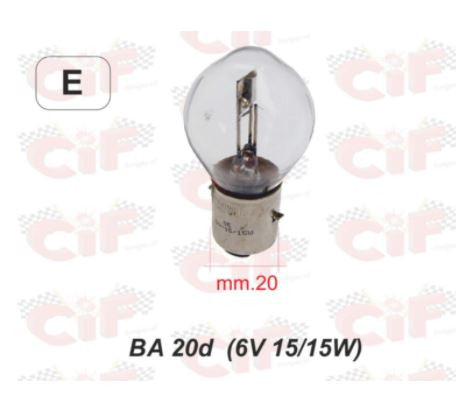 Lampada 6V 15/15Watt Vespa 50 90 125 150 200 dal 1946 al 1977