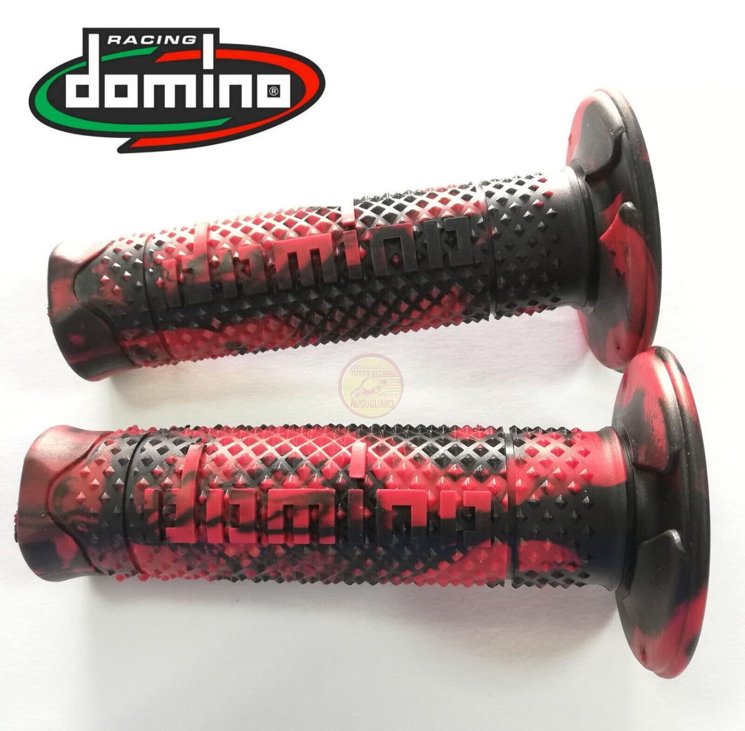 Manopole moto Domino Racing rosse nere MotoCross Cross Enduro