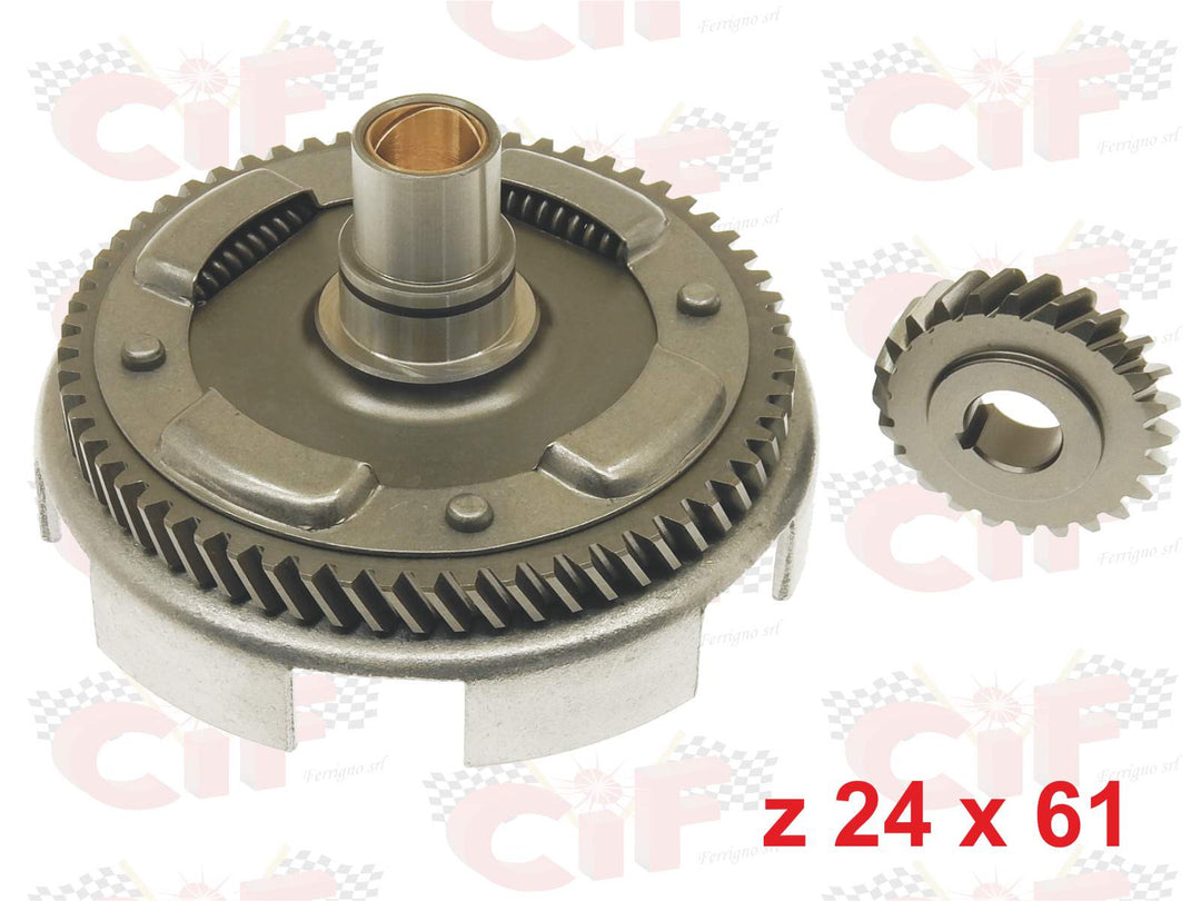 Campana frizione + pignone 24/61 denti elicoidali Vespa 50 Special L N R PK