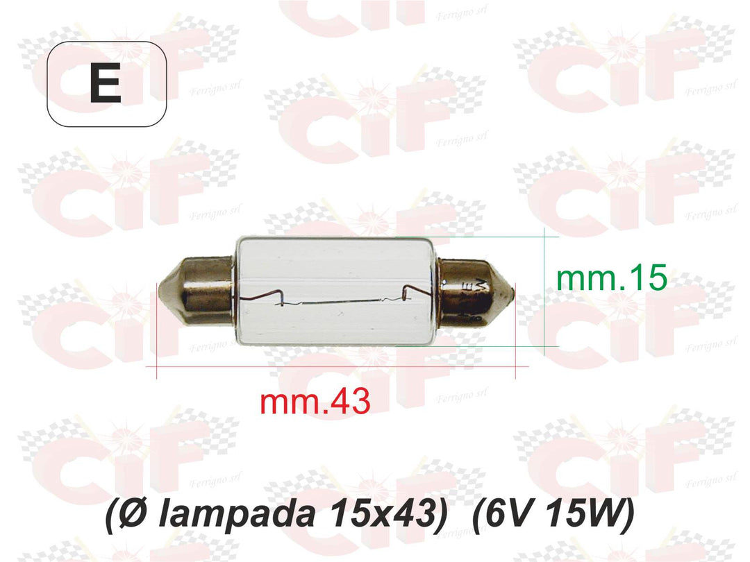 Lampada a siluro 6V 15W luce anteriore