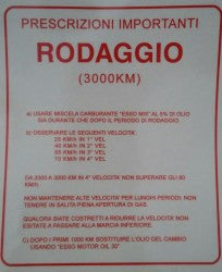 Adesivo rosso rodaggio 5% Vespa 4 marce