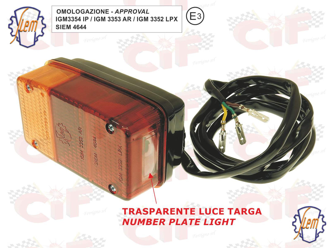 Fanale posteriore completo Siem con luce targa per Piaggio Ape 50 400 401 501 601