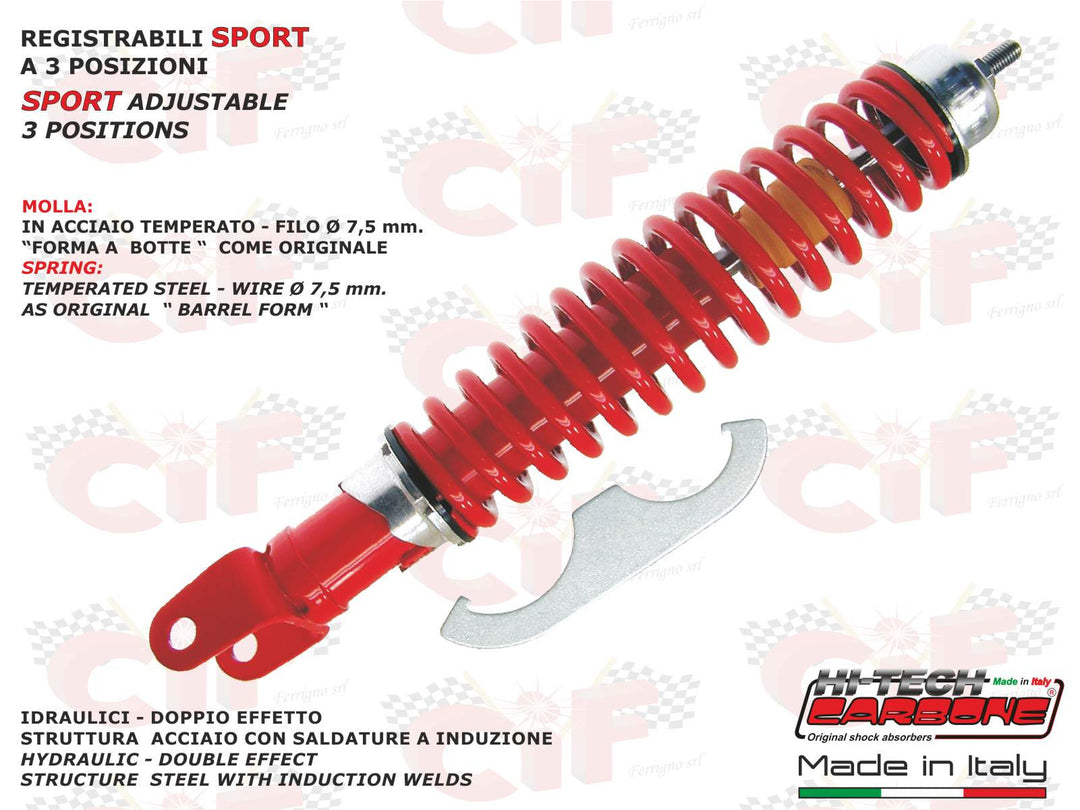 Ammortizzatore posteriore rosso regolabile Vespa 50-90-125 ET3 - PX